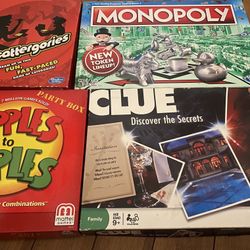 Board Games Lot Clue Monopoly Scattergories Apples