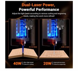 Mecpow X4 Pro 40W/20W Laser Engraver with Air Assist, Enclosed Laser Cutter with Camera and Led Lights, 30000mm/min Speed Laser Engraving Machine with