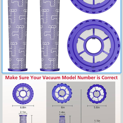 2 Pack Post Filters & 2 Pack Pre Filters Replacement for Dyson DC41 DC65 DC66 UP13 UP20 UP30 Animal, Multi Floor and Ball Vacuum Ball Animal 2 Ball An