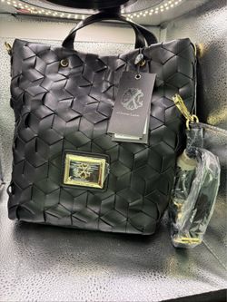 Christian Lacroix Woven Black Boho Hand Bag Faux Leather