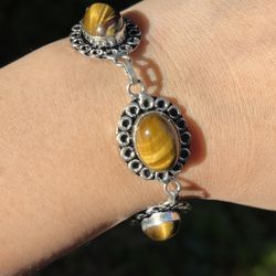 925 Silver Overlay Tiger Eye Bracelet