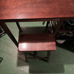 Mahogany Table With Matching Stool
