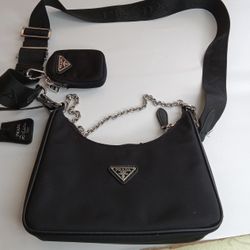 PRADA MILANO TESSUTO SAFFIAN BLACK CROSSBODY BAG PURSE RE-EDITION 2005