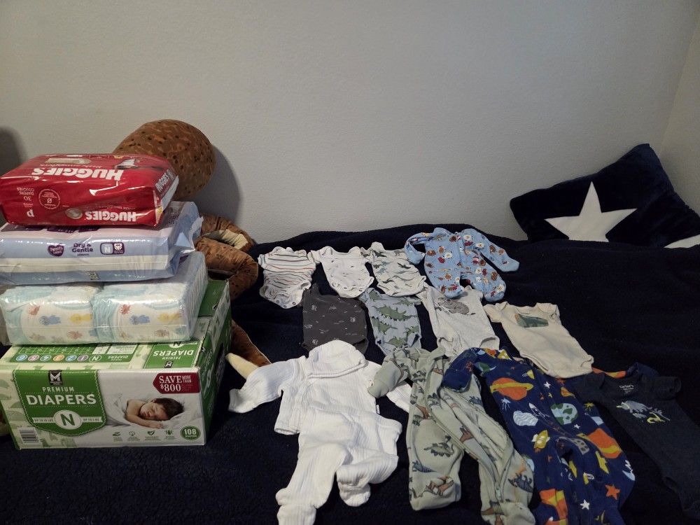 Newborn Baby Clothes And Diapers
