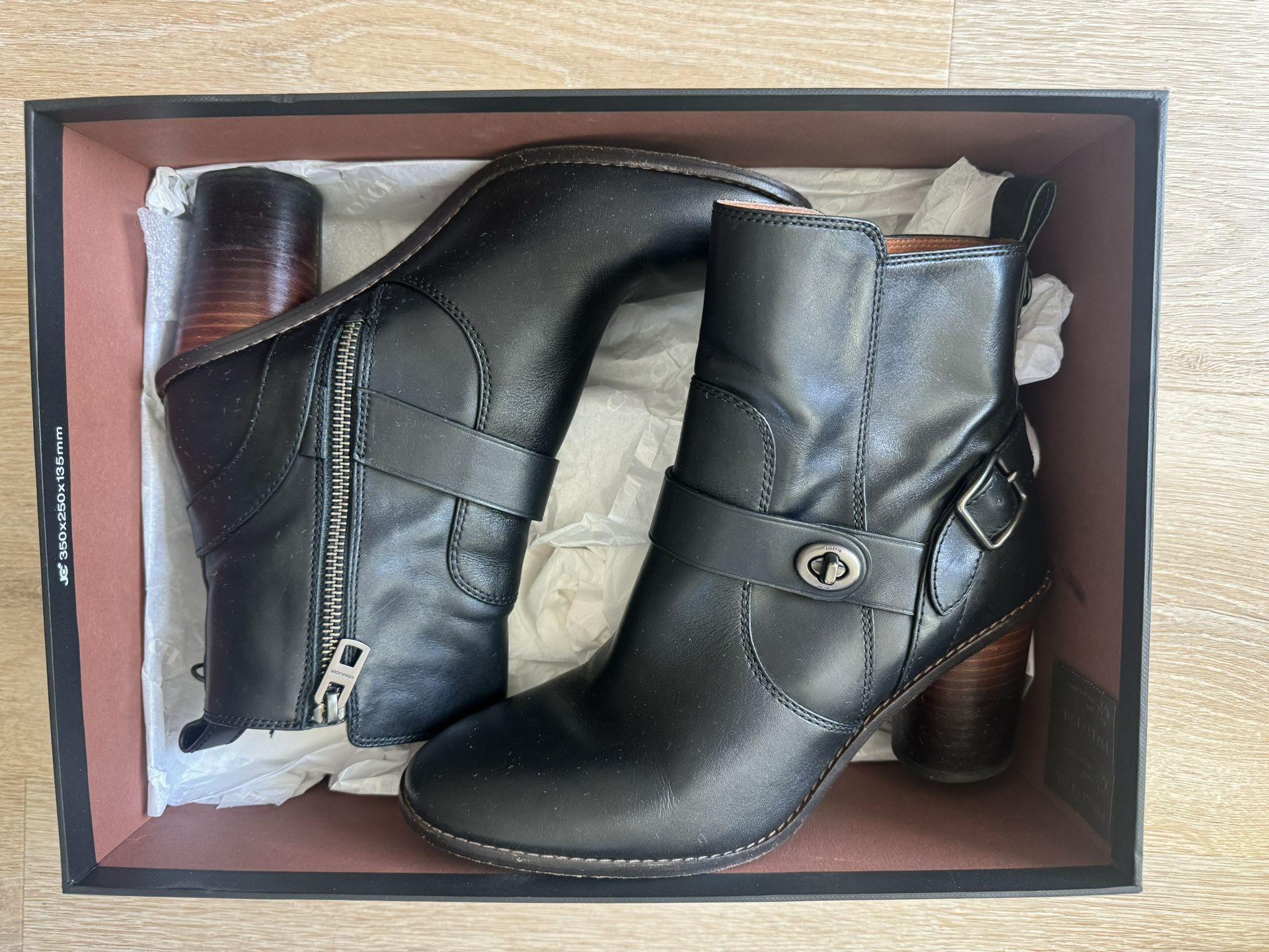 Coach Moto Black Boots Size 8.5