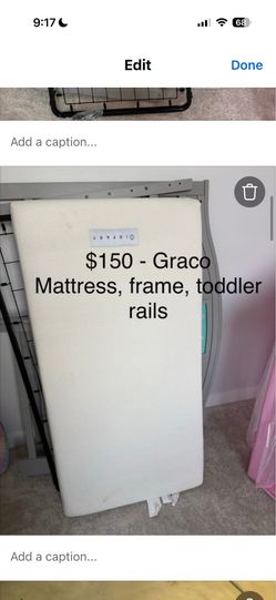 Graco crib + mattress + toddler rails