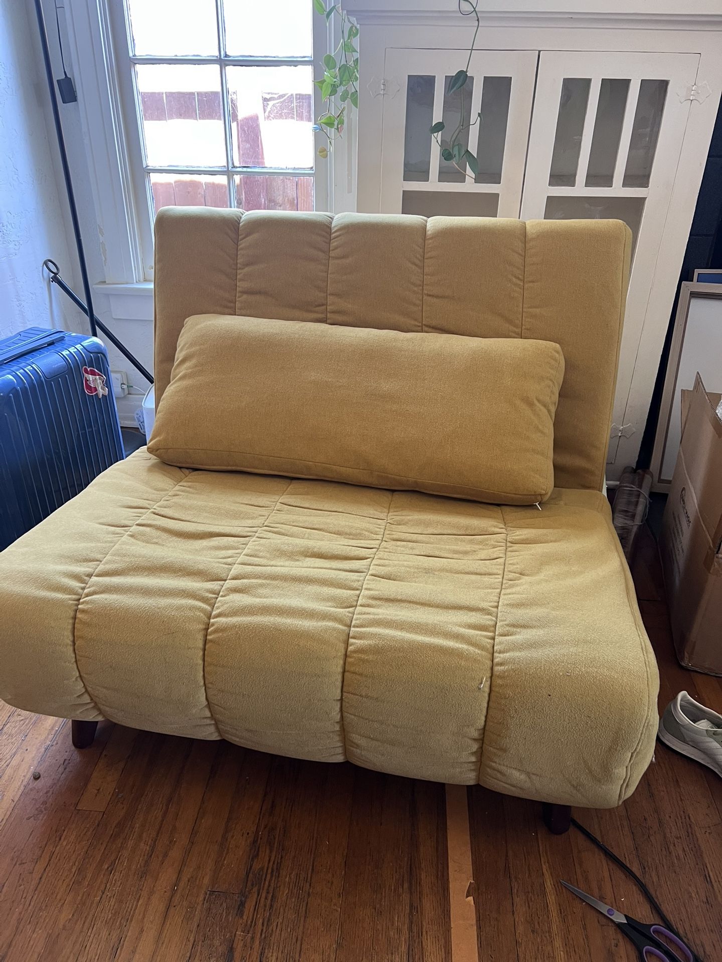 $50 Wayfair Yellow Futon with Memory Foam Topper