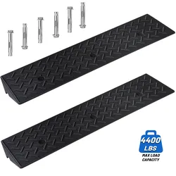 2PCS 4'' Rise Heavy duty Rubber Driveway Threshold Curb Ramp For Wheelchair Cars