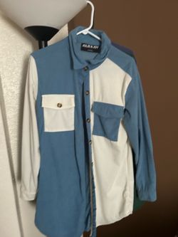 White and blue long sleeve size L