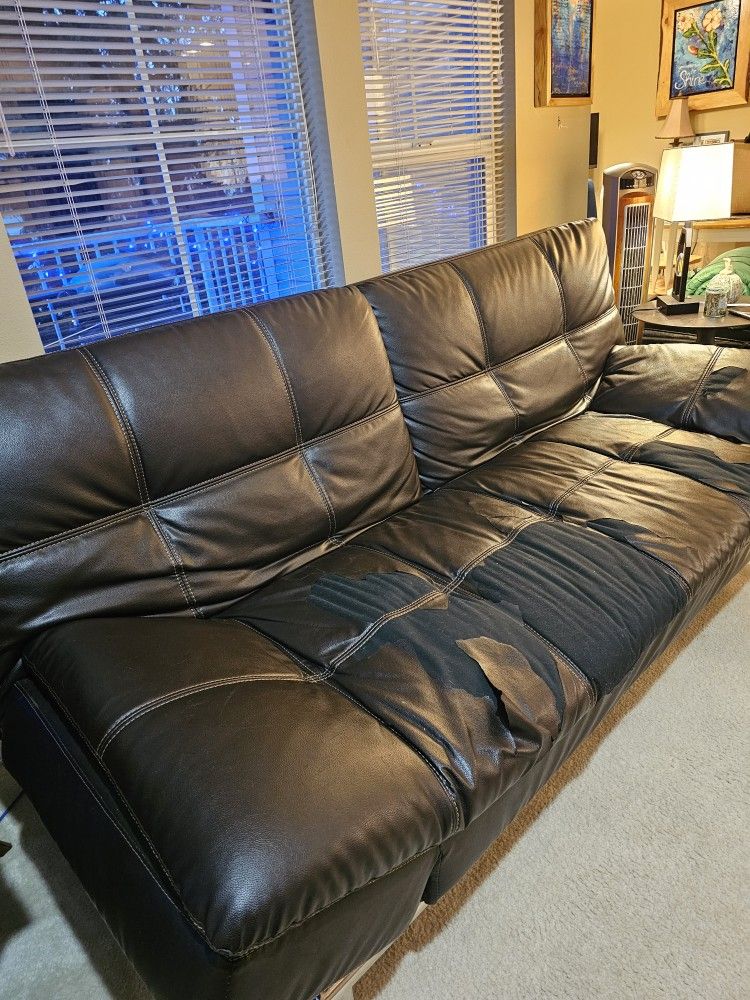 Black Faux Leather Futon Couch 
