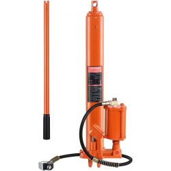 Hydraulic Long Ram Jack, 8 Ton Engine Hoist Cylinder with Air Pump and Single Piston Pump, Hydraulic Ram Cylinder Clevis Base for Engine Lift Hoists, 