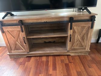 Farmhouse TV Stand with Sliding Barn Doors