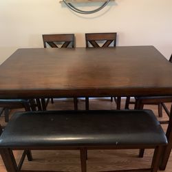 Dining Table With Chairs And Bench/2 Barstools 