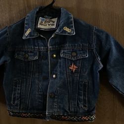 Boys Brand Denim Jacket With Cool Dragon Patch On Back