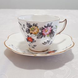 Rosina Bone-China Cup and Soucer Colorful Daisy Pattern ( #4921) Made In England.