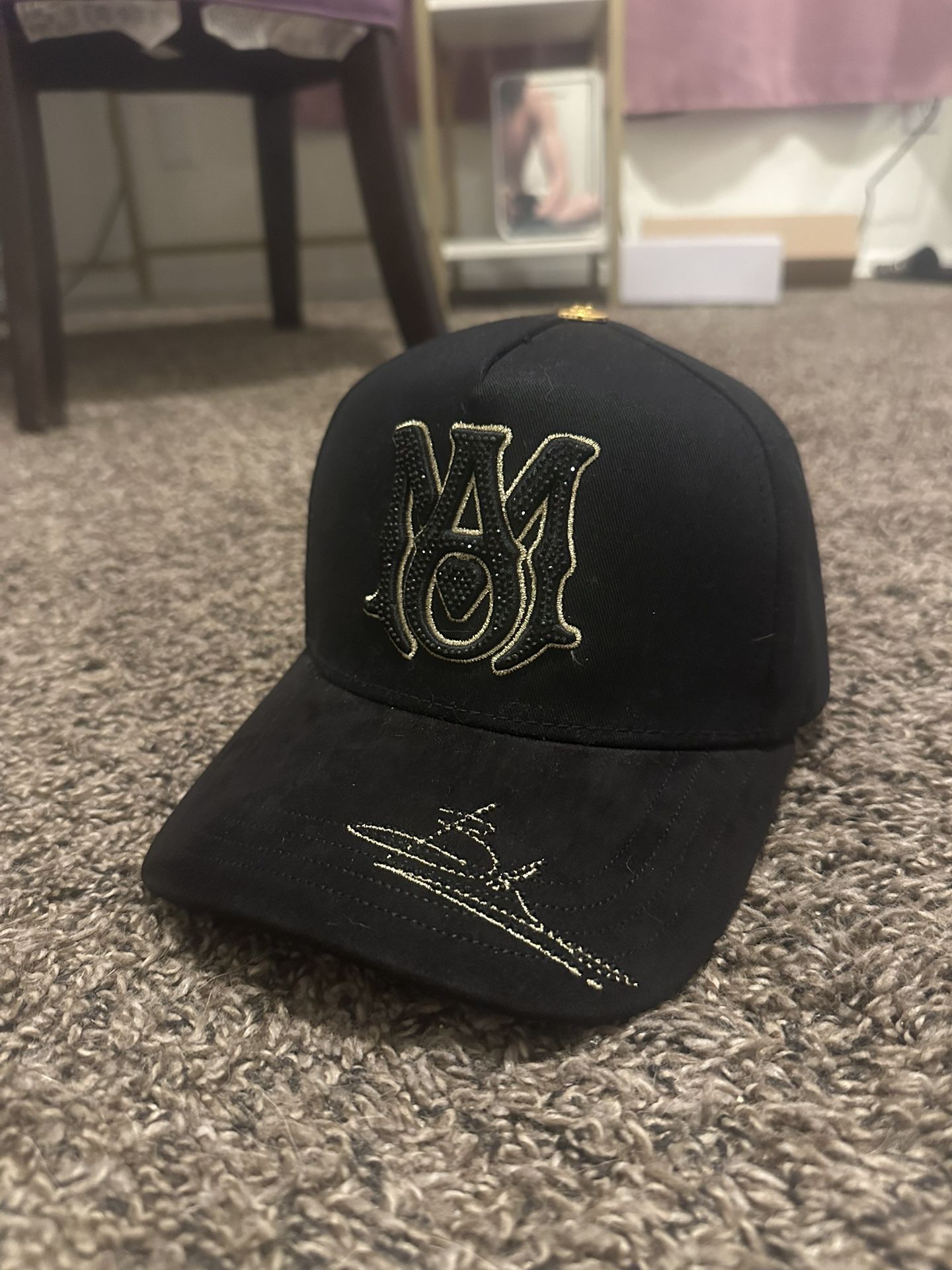 Black and Gold new era amiri hat