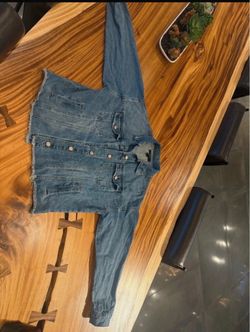 Cropped Denim Jacket with Raw Hem