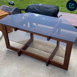 Modern Glass Top Coffee Table – Unique Trapezoid Design For Sale