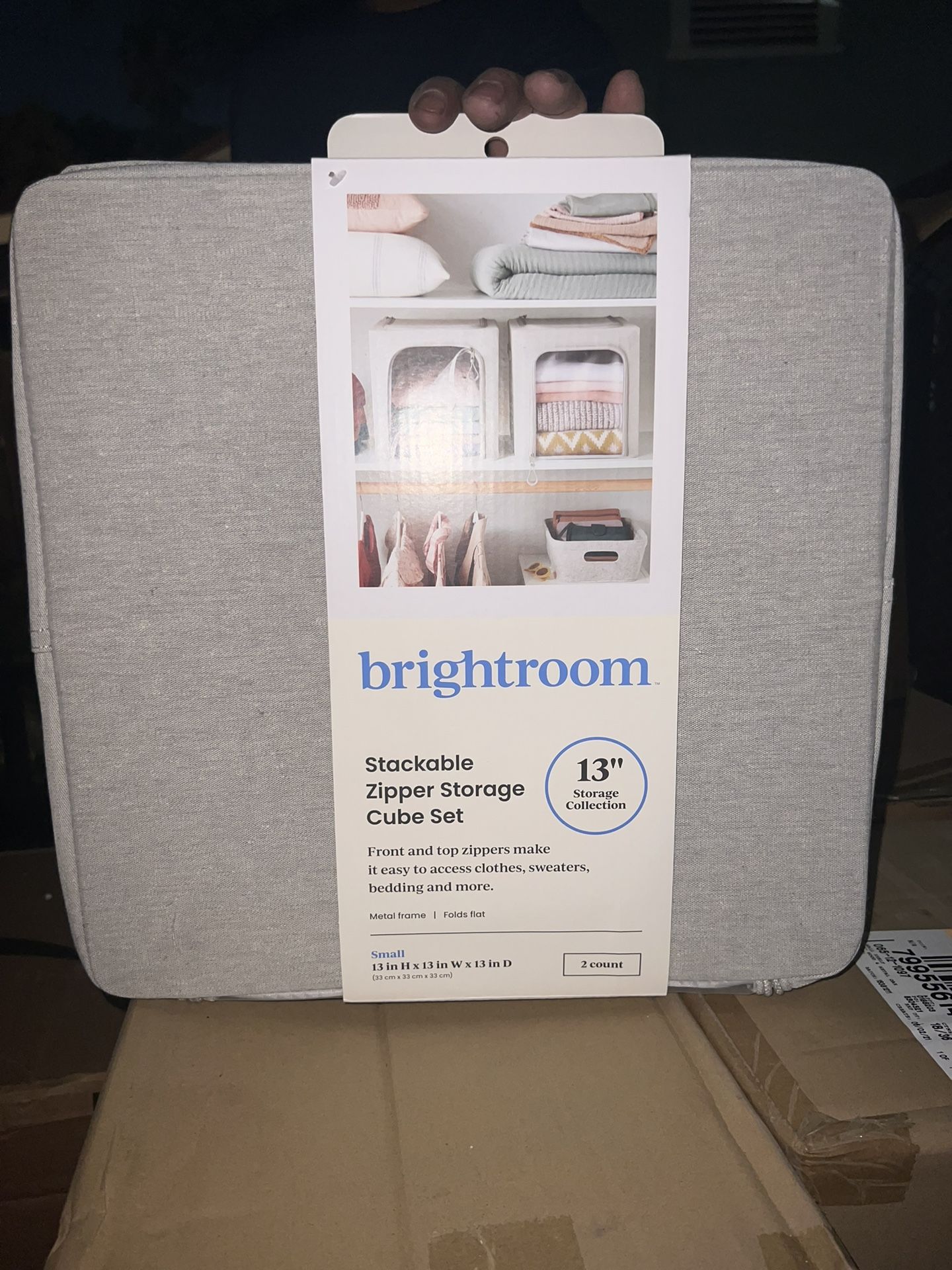 Set of 2 Zipper Fabric Storage Cubes Gray - Brightroom