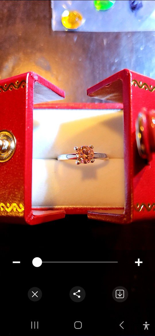 Pretty Sterling Silver Pink CZ Solitaire Size 7 