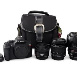 Canon Rebel T5 DSLR Bundle – 3 Lenses + Extras (Ready to Shoot!) $400 OBO Willing to negotiate