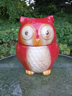 VINTAGE Rust/Ginger Color Owl Cookie Jar/Canister