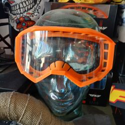 Motocross off-road goggles orange with clear lens fly racing