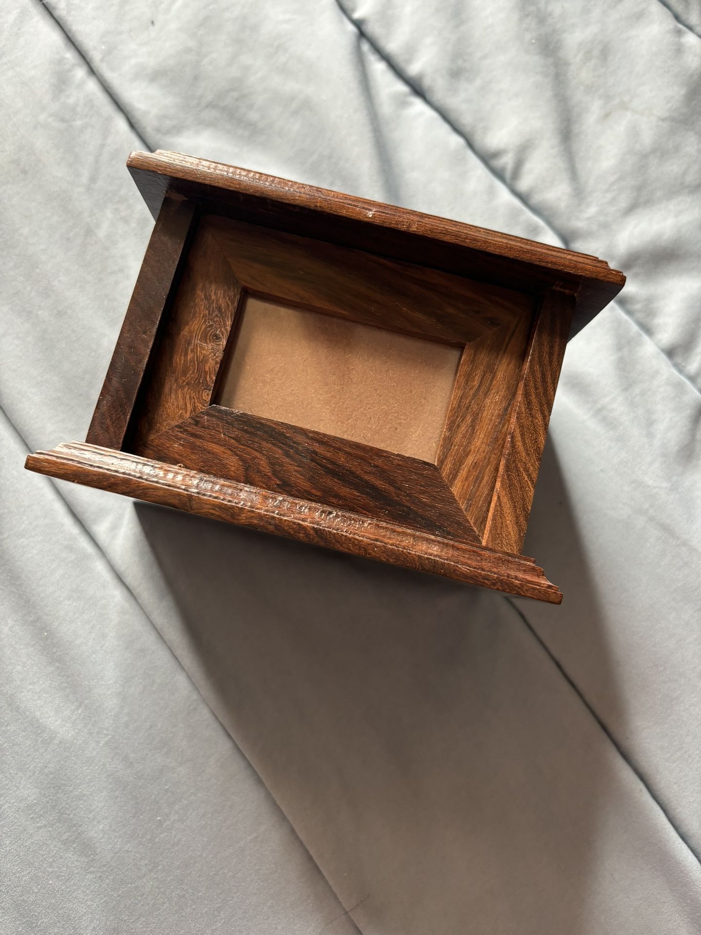 Wooden Pet Box Urn w/ Photo Window + Stained glass Dog rainbow