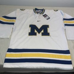 Nwt Michigan Wolverines Hockey Nike Bauer Jersey Mens Large White Ccha Vintage