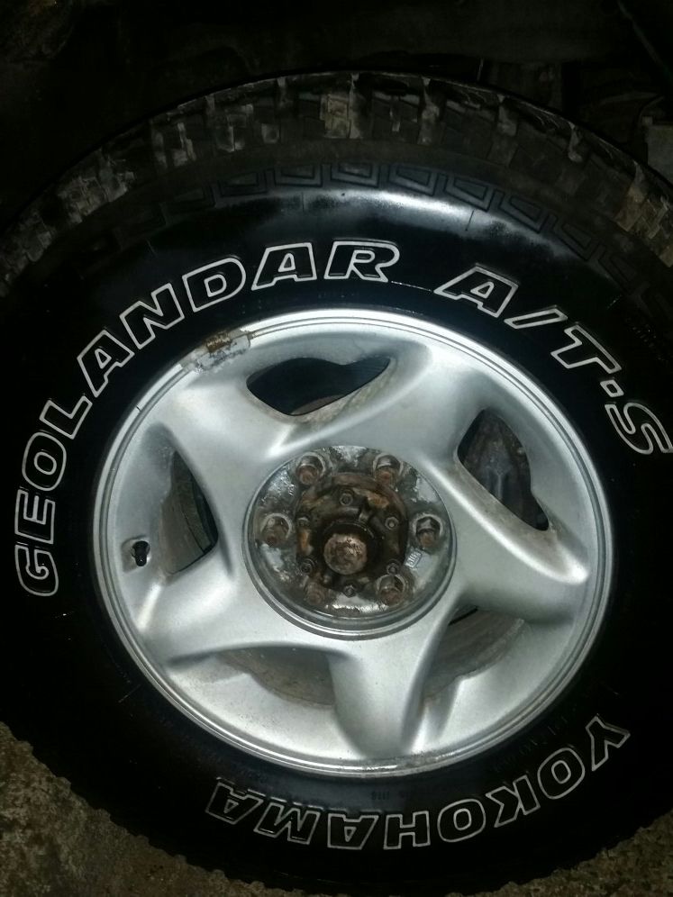 4 rims and tires for sale. 265/70/16 six lugs