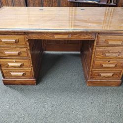 Executive Antique Desk Oak Wood 