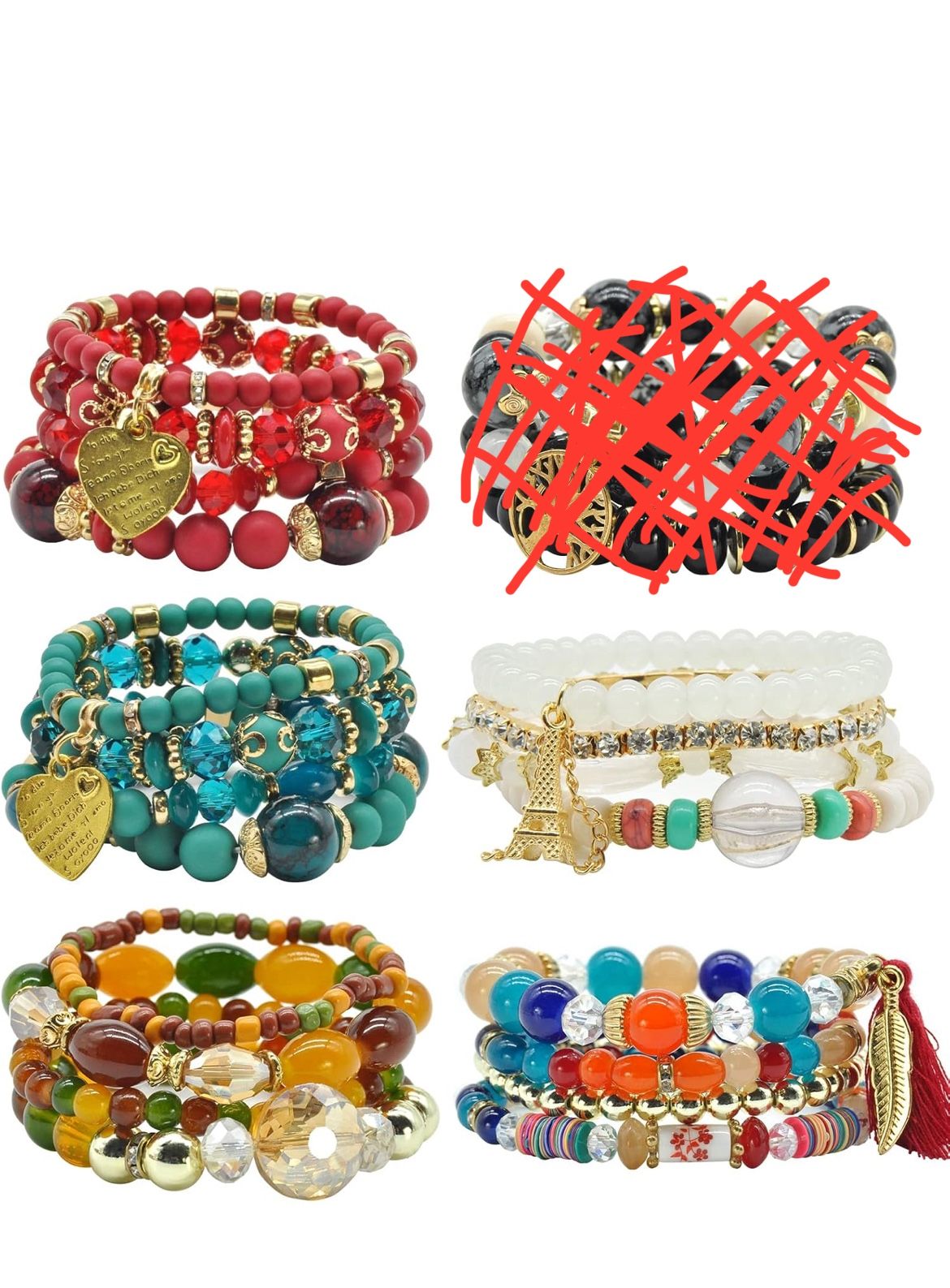 Bohemian Bracelet Set for Women - Stackable Stretch Bracelet Set Colorful Bohemian Jewelry for Women Hippie Bracelets Fine Jewelry