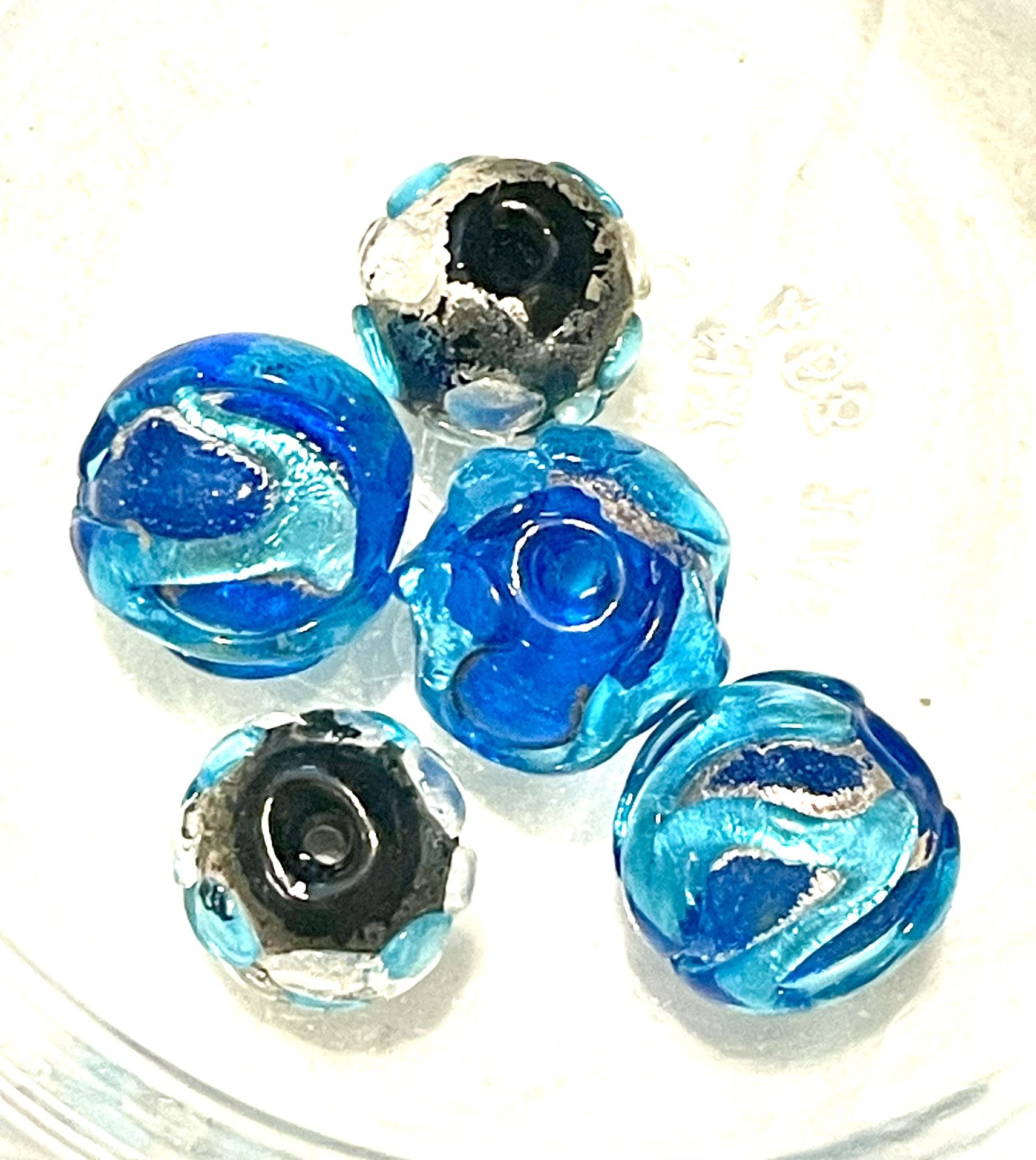 Lot Of Handmade Blue Glass Beads