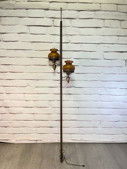 MCM Tension Floor Lamp Amber Glass AS-IS