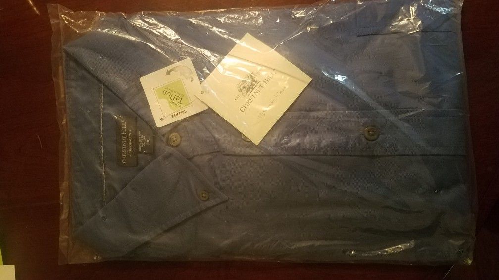 3XL men's royal blue long sleeve button-down dress shirt
