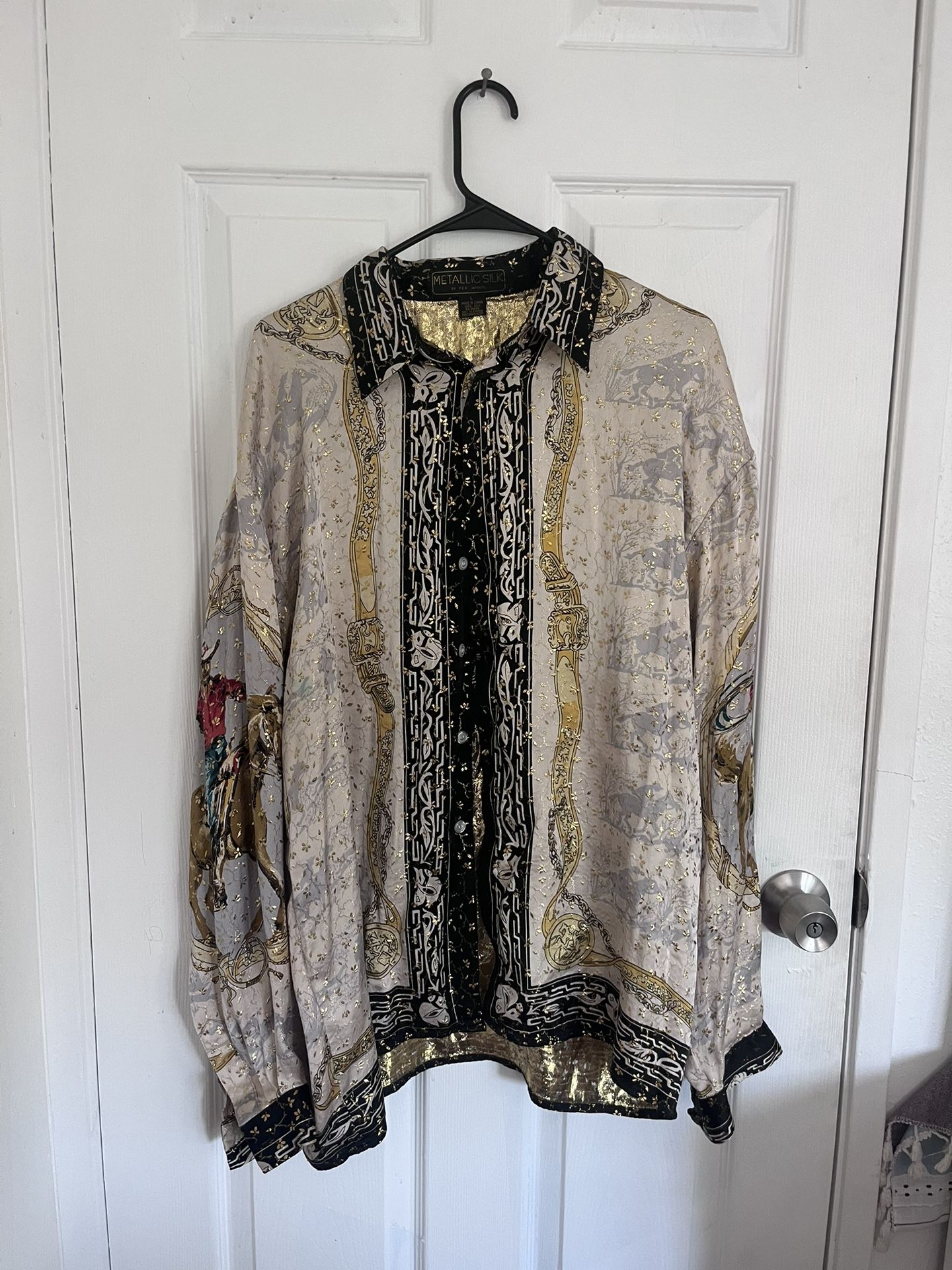 Metallic Silk Vintage Western Shirt by p.e.k. Imports