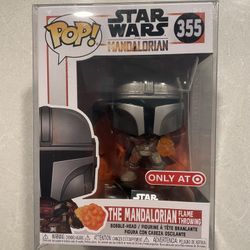 The Mandalorian Flame Thrower Funko Pop *MINT* Target Exclusive Star Wars 355 with protector Flame Throwing