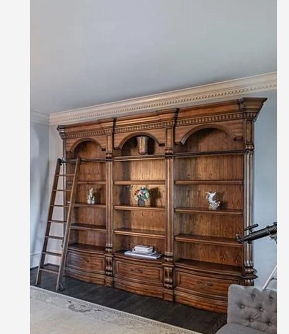 Elegant Solid Wood 3-Piece Bookcase with Storage Drawer