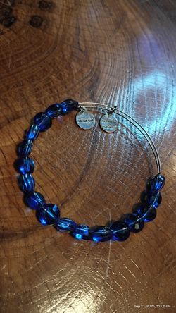 ALEX AND ANI Blue Beaded Bracelet Sapphire Luxe Shiny Silver Finish