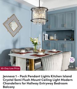 Jennesa 1 - Pack Pendant Lights Kitchen Island Crystal Semi Flush Mount