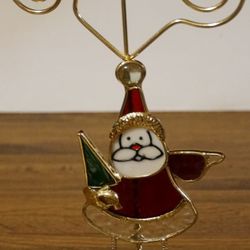 Colored Glass Santa Name/Place Card Holder