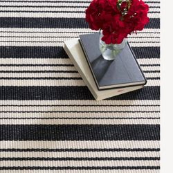 Ticking Stripe Rug Indoor/Outdoor Area Rug 5x7 Cotton