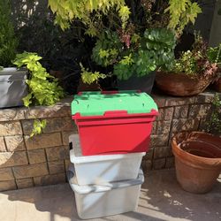 3  LARGE PLASTIC CONTAINERS