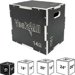 Yes4All 3-in-1 Non-Slip Wooden Plyometric Box,