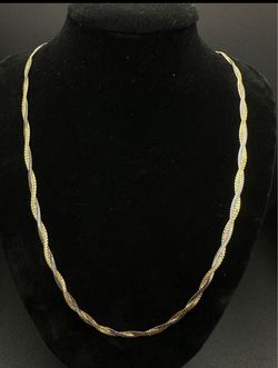 14k Yellow & white gold braided chain