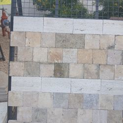 Walnut Tumbled Travertine Pavers