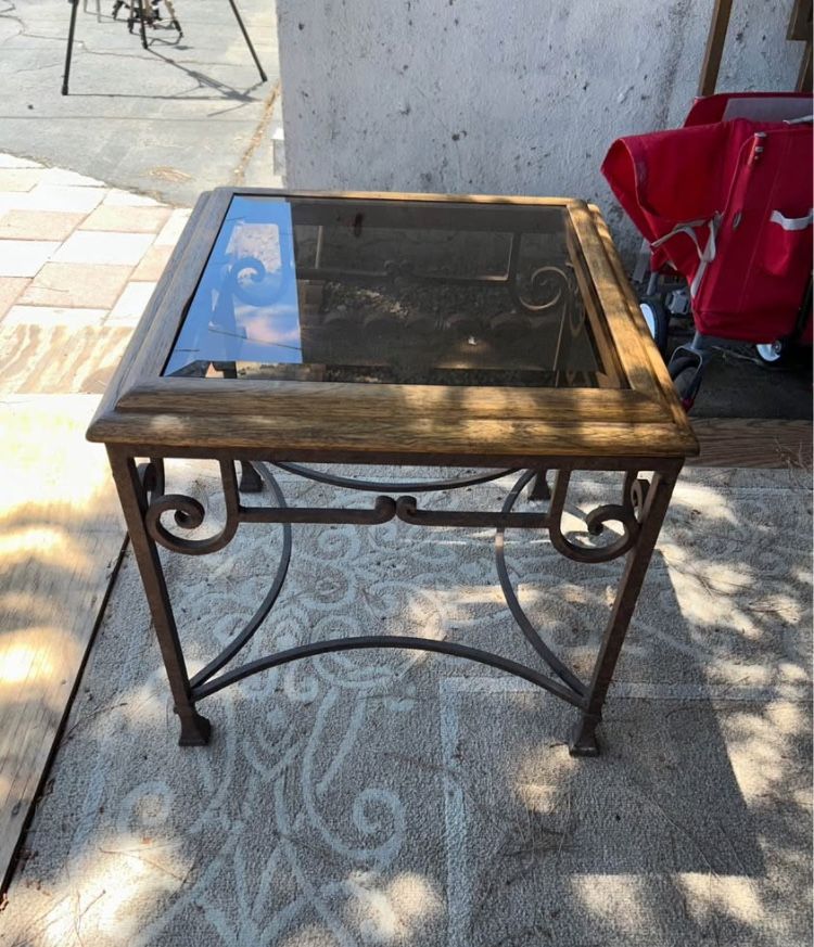 Metal Glass Wood Sturdy End Table $110 OBO!