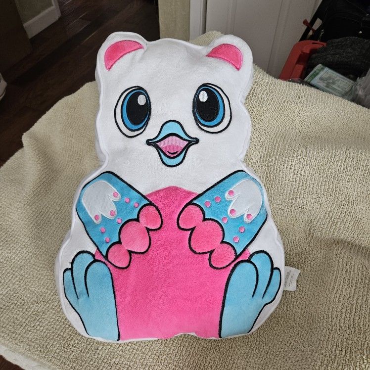 Fun Find! Large Hatchimals White Blue Hot Pink Bird Plush Pillow Pal - 17"