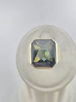 10k gold green tourmaline mens ring
