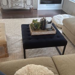 Brand New Blue Tufted Ottoman